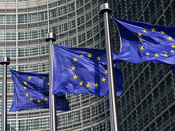 European commission flags